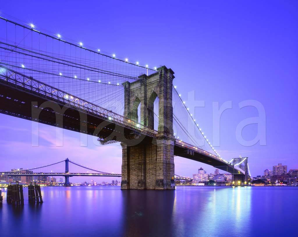 Фотообои Ночной мост через реку