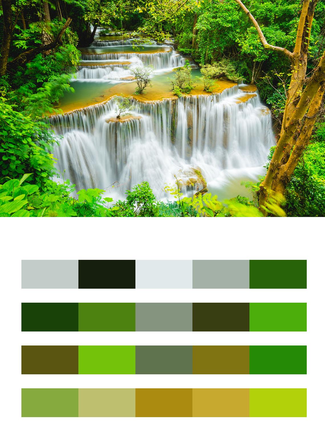 Водопад хуай мае камин, красивый водопад в тропических лесах в провинции Канчанабури цвета
